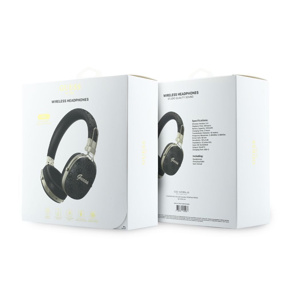 Guess 4G Metal Script Logo ENC Wireless Headphone Black - imagine 4