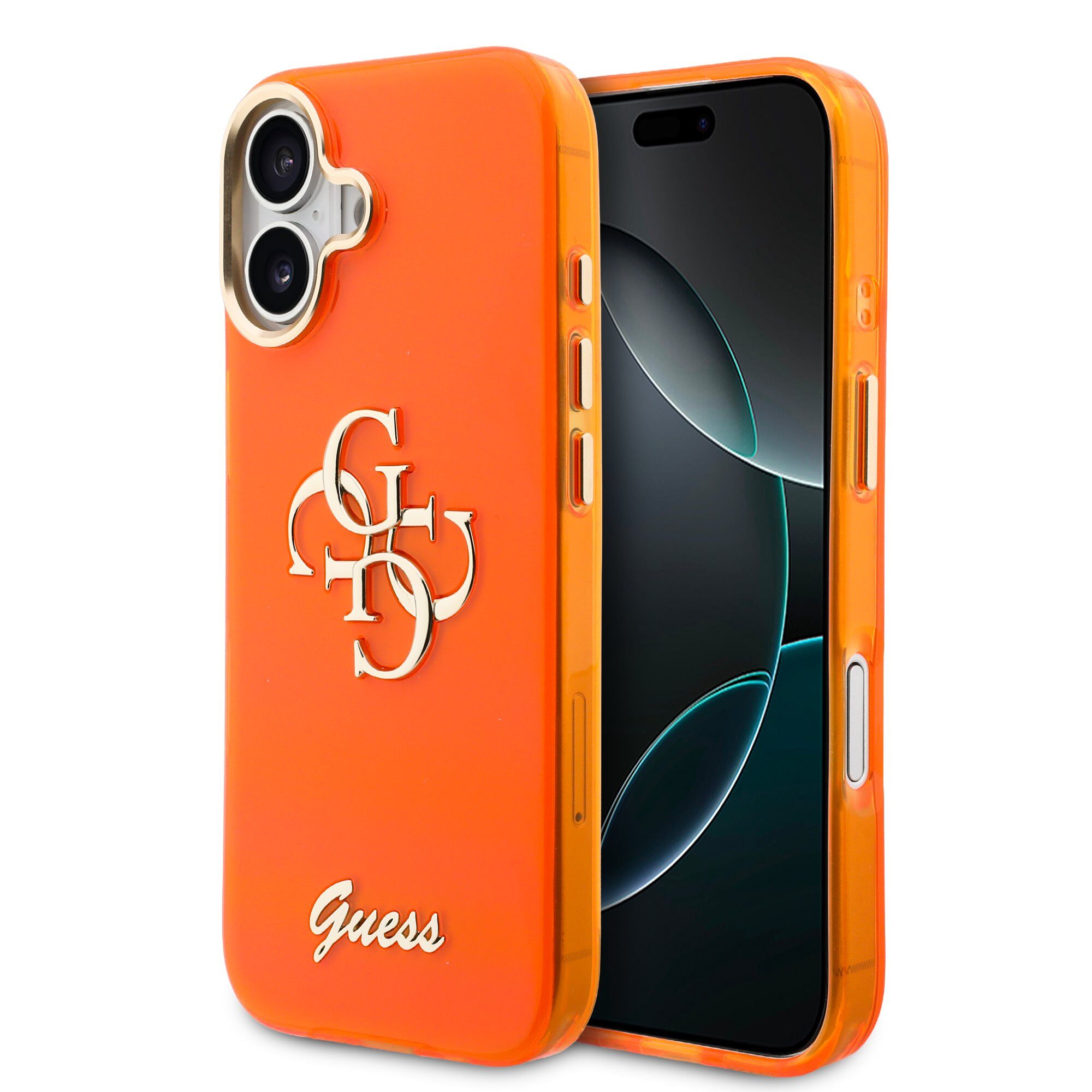 Guess IML 4G Script Metal Logo Case for iPhone 17 Orange