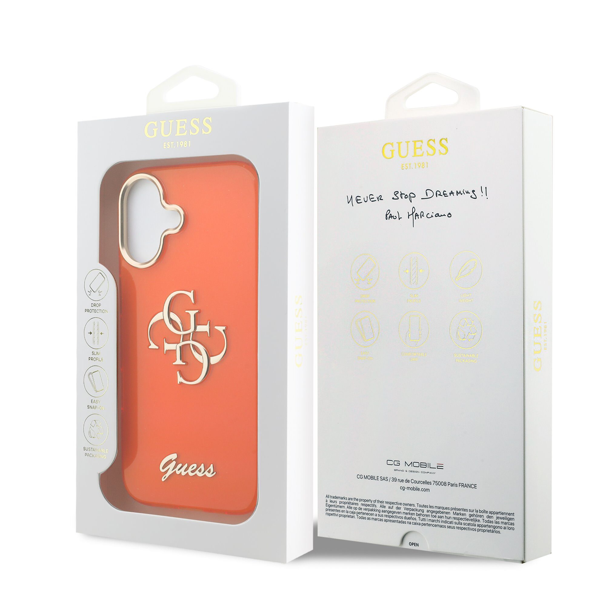 Guess IML 4G Script Metal Logo Case for iPhone 17 Orange - imagine 7