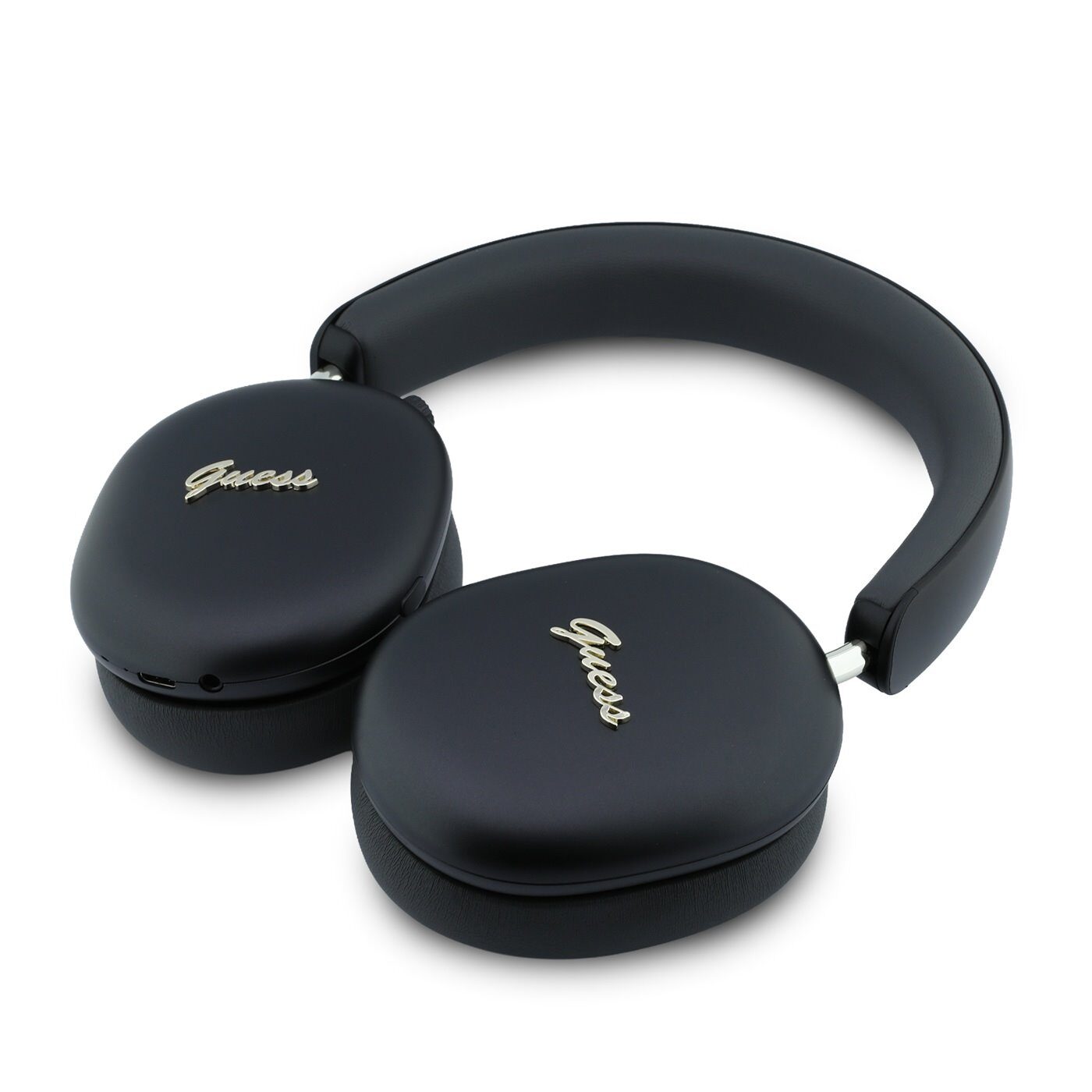Guess Metallic Finish Gold Script Logo ENC Wireless Headphone Black - imagine 5