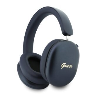 Guess Metallic Finish Gold Script Logo ENC Wireless Headphone Navy