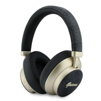 Guess PU 4G Gold Script Metal Logo ENC Wireless Earphones Black
