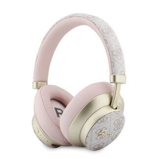 Guess PU 4G Gold Script Metal Logo ENC Wireless Earphones Pink