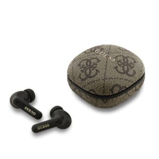 Guess PU 4G Metal Logo ENC TWS Wireless Earphones Brown