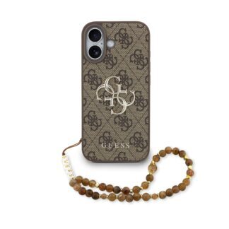 Guess PU 4G Metal Logo Strap Case for iPhone 17 Brown
