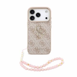 Guess PU 4G Metal Logo Strap Case for iPhone 18 Pro Pink