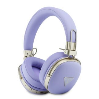Guess PU Grained Triangle Gold Metal Logo ENC Wireless Headphone Purple