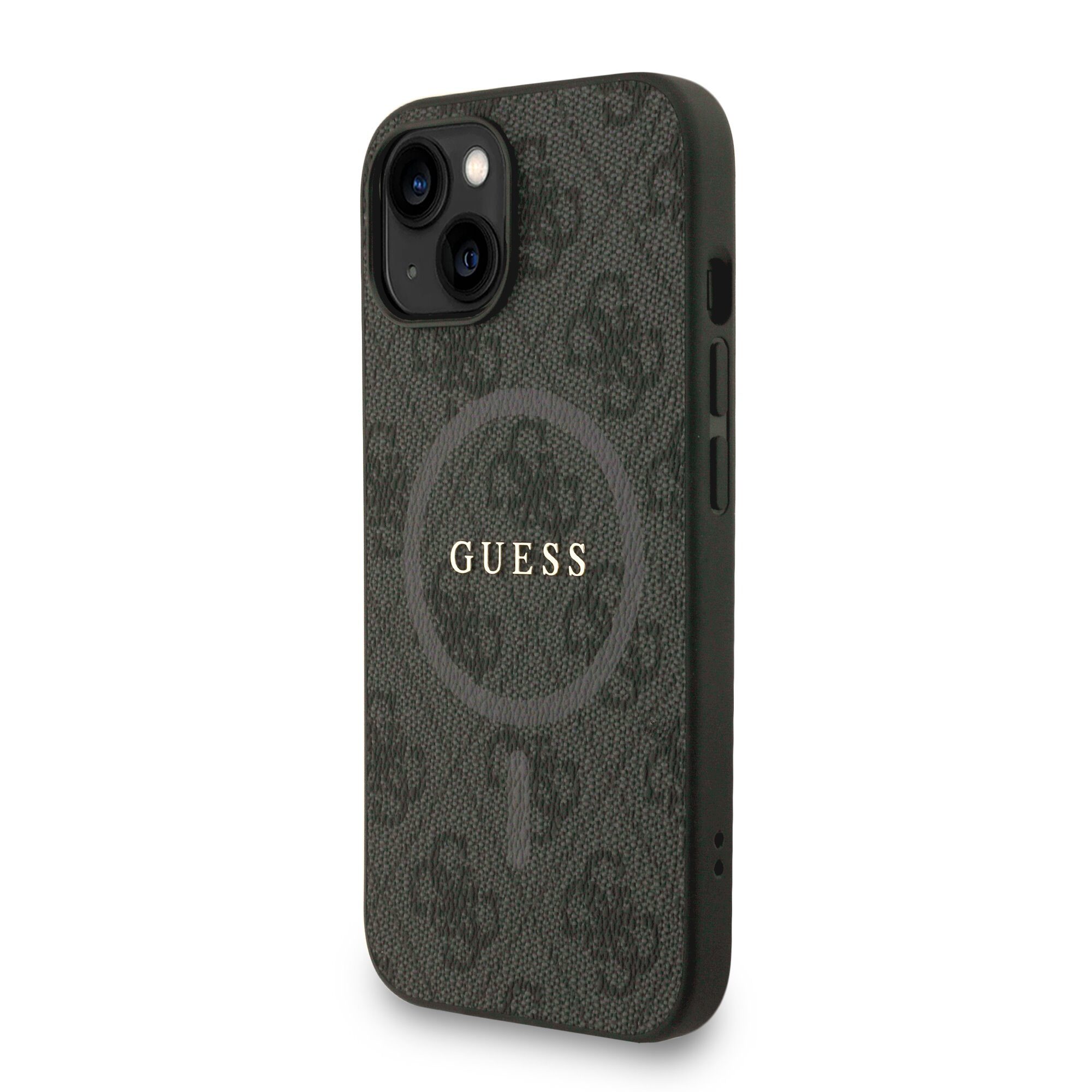 Guess PU Leather 4G Colored Ring Strap MagSafe Case for iPhone 13 Black - imagine 2