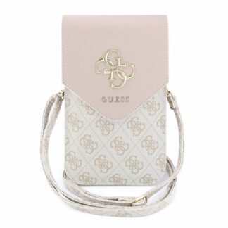 Guess PU Leather+Grained 4G Metal Logo Phone Bag Pink