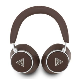 Guess PU Saffiano Triangle Logo ENC Wireless Headphone Brown