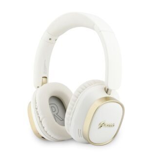 Guess Rectangle Metal Script Logo ENC Wireless Headphone White