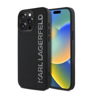 Karl Lagerfeld 3D Rubber Glitter Logo Case for iPhone 15 Pro Max Black
