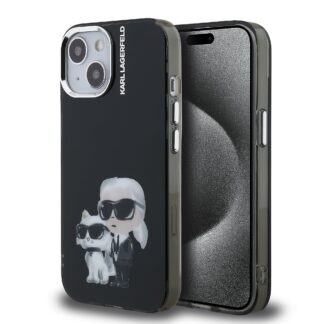 Karl Lagerfeld IML Aquarelle Karl and Choupette Case for iPhone 15 Black