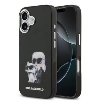 Karl Lagerfeld IML Aquarelle Karl and Choupette Case for iPhone 17 Black