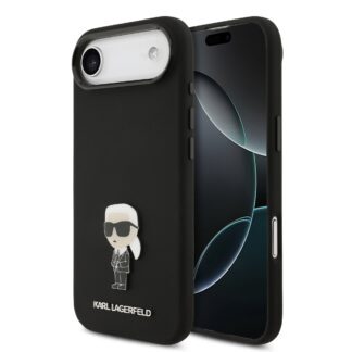 Karl Lagerfeld Liquid Silicone Metal Ikonik Case for iPhone Air Black