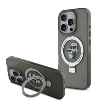 Karl Lagerfeld Ringstand Karl and Choupette MagSafe Case for iPhone 16 Pro Max Black