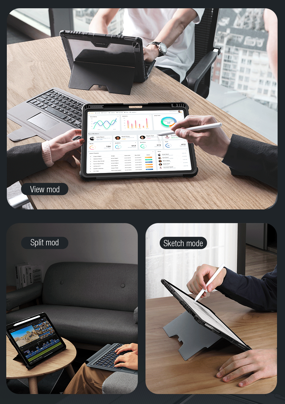 Nillkin Bumper Combo Keyboard Case (Backlit Version) for iPad Air 4/5/10.9 2020/11 2024/2025/Pro 11 2020/2021/2022 Black - imagine 10
