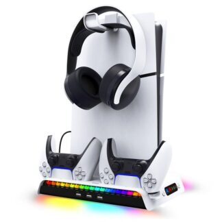 iPega P5S006 Multifunctional Charging RGB Stand with Cooling for PS5 Slim White (Damaged Package)