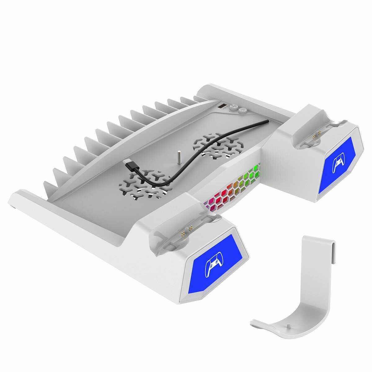 iPega P5S023 Multifunctional Charging RGB Stand with Cooling for PS5/PS5 Slim/PS5 Pro White (Damaged Package) - imagine 2