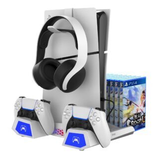 iPega P5S023 Multifunctional Charging RGB Stand with Cooling for PS5/PS5 Slim/PS5 Pro White (Damaged Package)